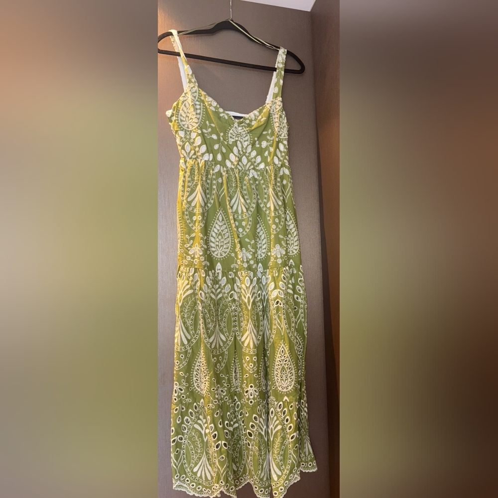 Zara Olive and White Patterned Maxi Dress